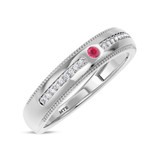 Photo of Evanthe 1/7 Carat T.W. Ruby and Diamond Mens Wedding Band 14K White Gold Vermeil [BT2695WM]