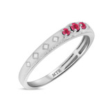 Photo of Azaleia 1/10 Carat T.W. Ruby and Diamond Ladies Wedding Band 14K White Gold Vermeil [BT2687WL]