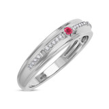 Photo of Liana 1/7 CT. T.W. Ruby and Diamond Mens Wedding Band 14K White Gold Vermeil [BT2704WM]