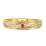 Photo of Liana 1/7 CT. T.W. Ruby and Diamond Mens Wedding Band 14K Yellow Gold Vermeil [BT2704YM]