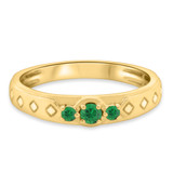 Photo of Azaleia 1/4 Carat T.W. Emerald and Diamond Mens Wedding Band 14K Yellow Gold Vermeil [BT2662YM]