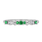 Photo of Garland 1/5 Carat T.W. Emerald and Diamond Ladies Wedding Band 14K White Gold Vermeil [BT2671WL]