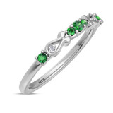 Photo of Garland 1/5 Carat T.W. Emerald and Diamond Ladies Wedding Band 14K White Gold Vermeil [BT2671WL]