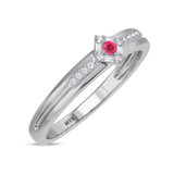 Photo of Lita 1/6 Carat T.W. Ruby and Diamond Mens Wedding Band 14K White Gold Vermeil [BT2705WM]