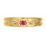 Photo of Garland 1/7 CT. T.W. Ruby and Diamond Mens Wedding Band 14K Yellow Gold Vermeil [BT2696YM]