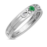 Photo of Garland 1/7 Carat T.W. Emerald and Diamond Mens Wedding Band 14K White Gold Vermeil [BT2671WM]