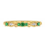 Photo of Garland 1/5 CT. T.W. Emerald and Diamond Ladies Wedding Band 14K Yellow Gold Vermeil [BT2671YL]