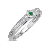 Photo of Lita 1/6 Carat T.W. Emerald and Diamond Mens Wedding Band 14K White Gold Vermeil [BT2680WM]