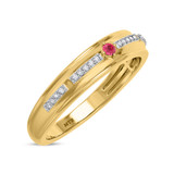 Photo of Bellerose 1/7 CT. T.W. Ruby and Diamond Mens Wedding Band 14K Yellow Gold Vermeil [BT2688YM]