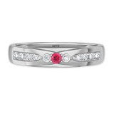 Photo of Hana 1/7 Carat T.W. Ruby and Diamond Mens Wedding Band 14K White Gold Vermeil [BT2697WM]