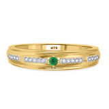 Photo of Bellerose 1/7 CT. T.W. Emerald and Diamond Mens Wedding Band 14K Yellow Gold Vermeil [BT2663YM]