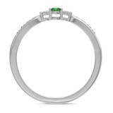 Photo of Hana 1/8 CT. T.W. Emerald and Diamond Ladies Wedding Band 14K White Gold Vermeil [BT2672WL]