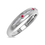 Photo of Lone 1/7 CT. T.W. Ruby and Diamond Mens Wedding Band 14K White Gold Vermeil [BT2706WM]