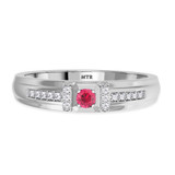 Photo of Bryony 1/5 Carat T.W. Ruby and Diamond Mens Wedding Band 14K White Gold Vermeil [BT2689WM]