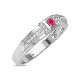 Photo of Bryony 1/5 Carat T.W. Ruby and Diamond Mens Wedding Band 14K White Gold Vermeil [BT2689WM]