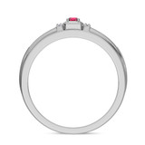 Photo of Bryony 1/5 Carat T.W. Ruby and Diamond Mens Wedding Band 14K White Gold Vermeil [BT2689WM]