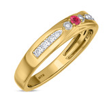 Photo of Hana 1/7 Carat T.W. Ruby and Diamond Mens Wedding Band 14K Yellow Gold Vermeil [BT2697YM]