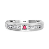 Photo of Holly 1/5 Carat T.W. Ruby and Diamond Mens Wedding Band 14K White Gold Vermeil [BT2698WM]