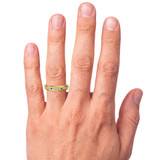 Photo of Lone 1/7 CT. T.W. Emerald and Diamond Mens Wedding Band 14K Yellow Gold Vermeil [BT2681YM] [HT-2]