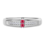 Photo of Chrisoula 1/8 CT. T.W. Ruby and Diamond Mens Wedding Band 14K White Gold Vermeil [BT2690WM]