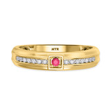 Photo of Holly 1/5 Carat T.W. Ruby and Diamond Mens Wedding Band 14K Yellow Gold Vermeil [BT2698YM]
