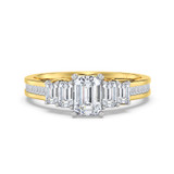 Photo of Enjoy Curves 3 ct tw. Diamond Emerald Solitaire Bridal Set 14K Yellow Solid Gold [BT5054YE-E123]