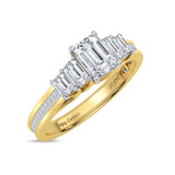 Photo of Enjoy Curves 3 ct tw. Diamond Emerald Solitaire Bridal Set 14K Yellow Solid Gold [BT5054YE-E123]