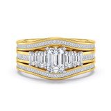 Photo of Enjoy Curves 3 3/8 ct tw. Diamond Emerald Solitaire Bridal Set 14K Yellow Solid Gold [BR5053Y-E123]