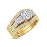 Photo of Enjoy Curves 3 3/8 ct tw. Diamond Emerald Solitaire Bridal Set 14K Yellow Solid Gold [BR5053Y-E123]