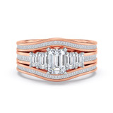 Photo of Enjoy Curves 3 3/8 ct tw. Diamond Emerald Solitaire Bridal Set 14K Rose Solid Gold [BR5053R-E123]