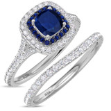 Photo of The Chasi Collection 2 1/2 Carat T.W. Sapphire Cushion Solitaire Bridal Set 14K White Gold [BR5059W-C000]