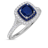 Photo of The Chasi Collection 2 1/2 Carat T.W. Sapphire Cushion Solitaire Bridal Set 14K White Gold [BT5059WE-C000]