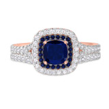 Photo of The Chasi Collection 2 1/2 Carat T.W. Sapphire Cushion Solitaire Bridal Set 14K Rose Gold [BR5059R-C000]