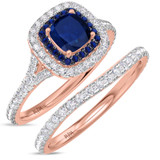 Photo of The Chasi Collection 2 1/2 Carat T.W. Sapphire Cushion Solitaire Bridal Set 14K Rose Gold [BR5059R-C000]