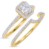 Photo of Shot Diva Collection Carter 1 3/8 CT. T.W. Radiant Solitaire Bridal Set 14K Yellow Gold [BR5060Y-J095]