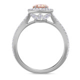 Photo of Shot Diva Collection Morganite 3 1/5 ct tw. Lab Grown Morganite Oval Solitaire Bridal Set 14K White Gold [BT5902WE-C000]
