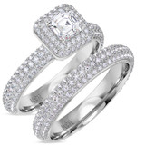 Photo of Shot Diva Collection Victorious 3 ct tw. Lab Grown Diamond Asscher Solitaire Bridal Set 14K White Gold [BR5903W-Y095]