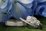 Triology Three-Stone Wedding Ring Sets