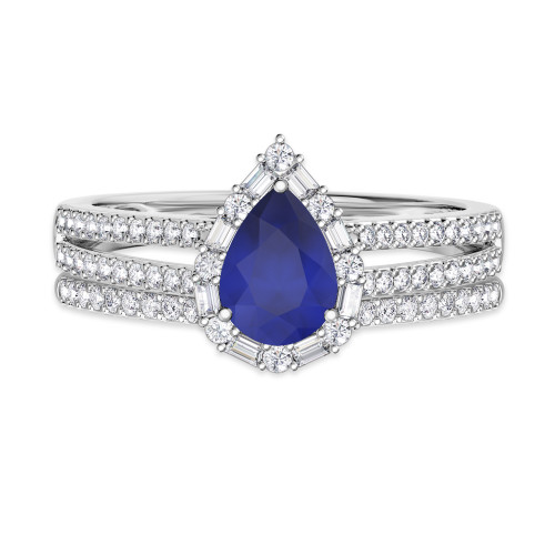 Photo of Lita 1 1/5 Carat T.W. Sapphire and Diamond Matching Bridal Ring Set 10K White Gold [BR1003W-C000]