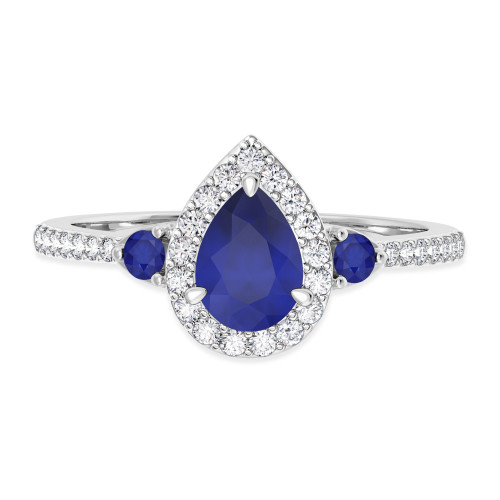 Photo of Ixora 7/8 Carat T.W. Sapphire and diamond Engagement Ring 10K White Gold [BT1000WE-C000]