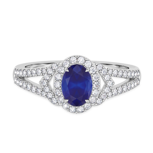 Photo of Bellerose 1 1/3 CT. T.W. Sapphire and diamond Engagement Ring 10K White Gold [BT1001WE-C000]