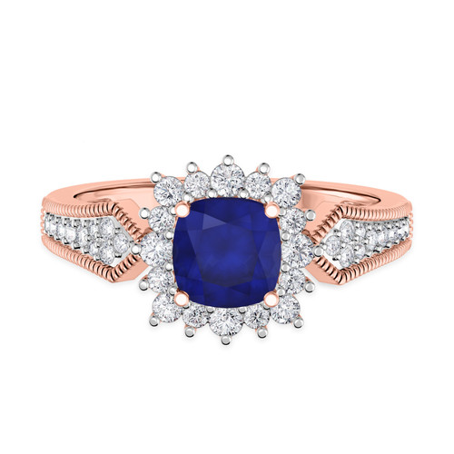 Photo of Kassia 1 CT. T.W. Sapphire and diamond Engagement Ring 10K Rose Gold [BT1002RE-C000]