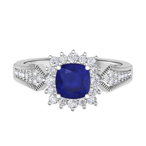 Photo of Kassia 1 1/4 CT. T.W. Sapphire and diamond Engagement Ring 14K White Gold [BT1002WE-C000]