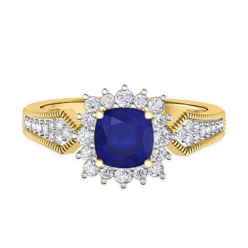 Photo of Kassia 1 CT. T.W. Sapphire and diamond Engagement Ring 10K Yellow Gold [BT1002YE-C000]