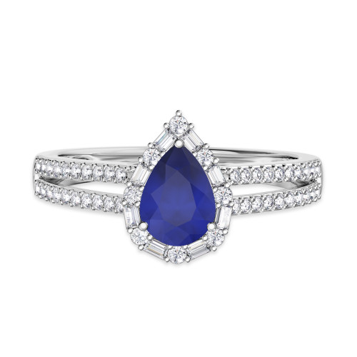 Photo of Lita 1 Carat T.W. Blue Sapphire and diamond Engagement Ring 10K White Gold [BT1003WE-C000]