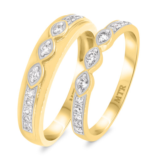 Photo of Khadija 1/2 ct tw. Diamond His and Hers Matching Wedding Band Set 14K Yellow Gold [WB213Y]