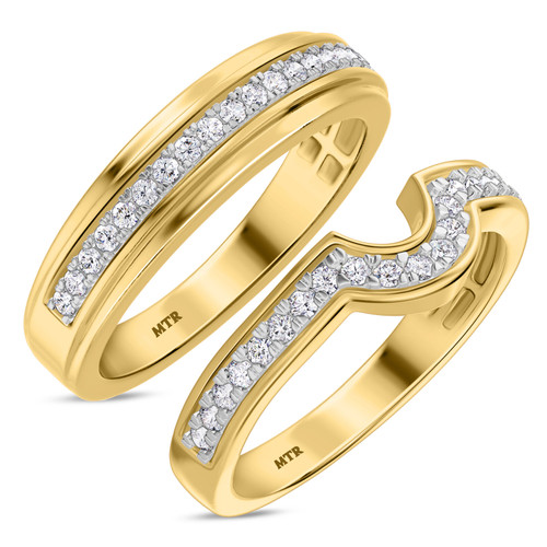 Photo of Salima 1/2 ct tw. Diamond His and Hers Matching Wedding Band Set 10K Yellow Gold [WB215Y]