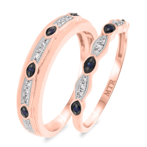 Photo of Farida 1/6 ct tw. Diamond His and Hers Matching Wedding Band Set 14K Rose Gold [WB222R]