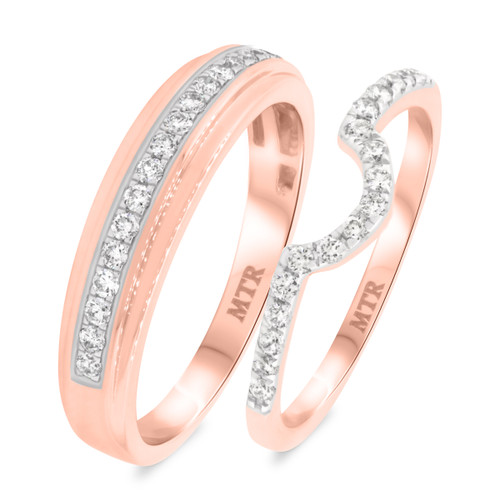 Photo of Milly 1/2 ct tw. Diamond Wedding Band Set 10K Rose Gold [WB235R]