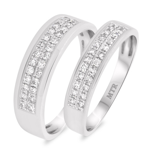 Photo of Jay 1/2 ct tw. Diamond His and Hers Matching Wedding Band Set 14K White Gold [WB250W]